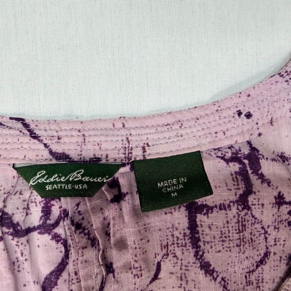 Eddie Bauer Floral Sleeveless Button Down Top Lilac Purple Woman's Size Medium - Picture 3 of 6
